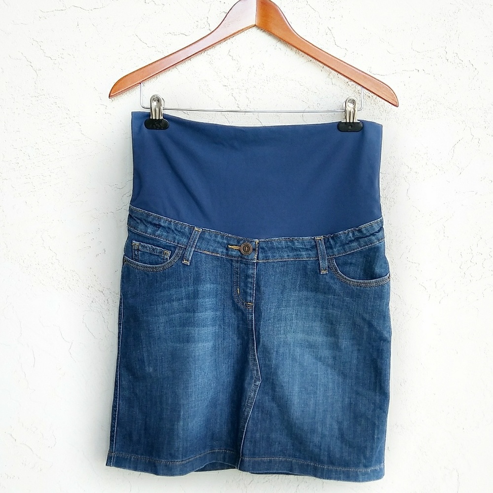 BODEN Maternity Denim Skirt Belly Panel Size 6.